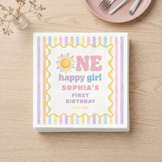 One Happy Girl 1st Birthday Sunshine Napkin