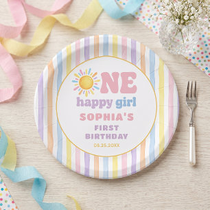 One Happy Girl 1st Birthday Sunshine Paper Plate