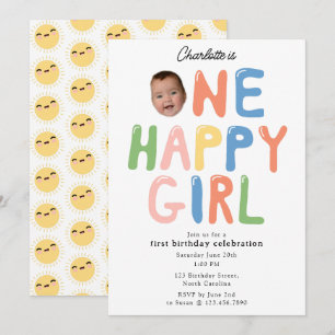 One Happy Girl Birthday Invite 1st Birthday Photo