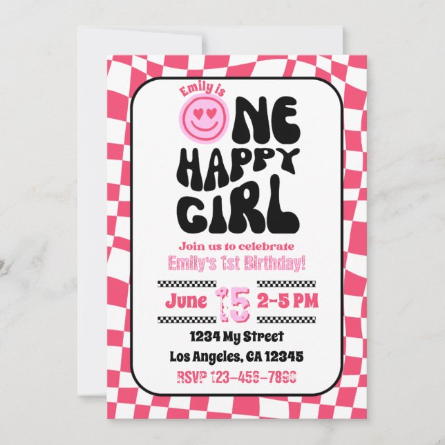 One Happy Girl Birthday Party Invitation (Front)