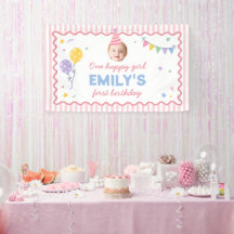 One Happy Girl Pink Colourful 1st Birthday