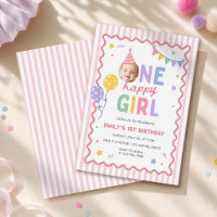One Happy Girl Pink Colourful 1st Birthday