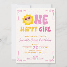One Happy Girl Retro Sun First Birthday