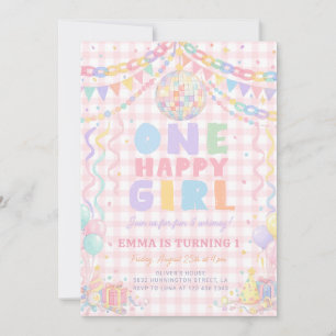 One Happy Girl Whimsical Disco Birthday Invitation