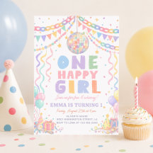 One Happy Girl Whimsical Disco Birthday
