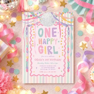 One Happy Girl Whimsical Girl 1st Birthday Party Invitation