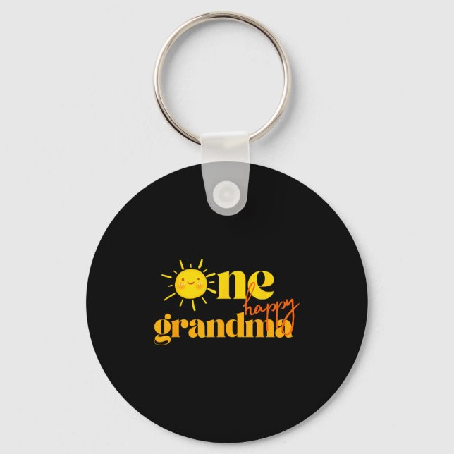 One Happy Grandma Birthday First Trip Around The S Keychain (Front)