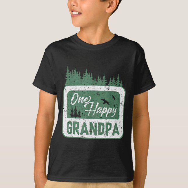One Happy Grandpa Camper 1st Birthday Camng Bear  T-Shirt (Front)