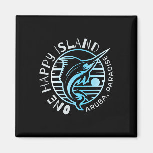 One Happy Island Aruba Shirt Sail Fish Fishing Typ Magnet