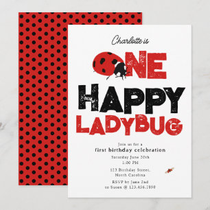 One Happy Ladybug Invite 1st First Birthday Cute