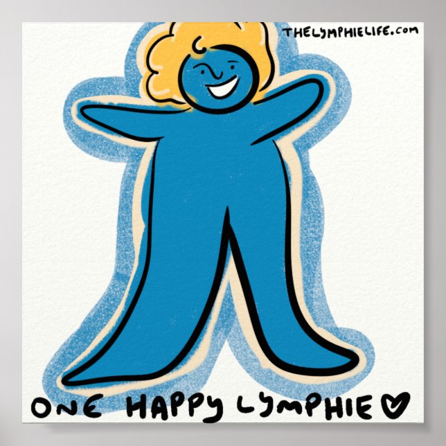 "One Happy Lymphie" 6"x6" Print - White Background (Front)