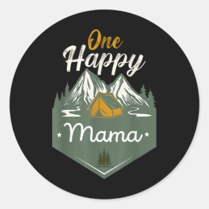 One Happy Mama Funny Camper Birthday Family Matchi Classic Round Sticker