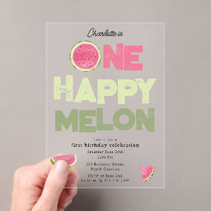 One Happy Melon Invite 1st Summer Birthday Acrylic Invitations