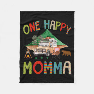 One Happy Momma Camper 1st Birthday Boy Camping Fleece Blanket