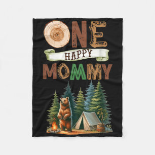 One Happy Mommy Camper First Birthday Camping Bear Fleece Blanket