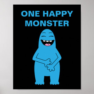 One Happy Monster Halloween Birthday Custom Text Poster