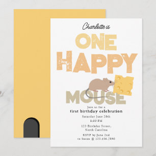 One Happy Mouse Invite 1st Cute Birthday