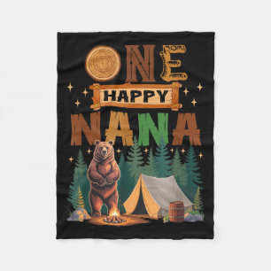 One Happy Nana Camper 1st Birthday Camng Bear  Fleece Blanket