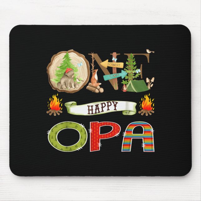 One Happy Opa Camper 1st Birthday Camng Bear  Mouse Pad (Front)