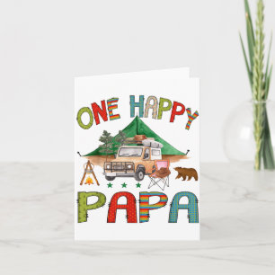One Happy Papa Camper 1st Birthday Boy Camng Bear  Card