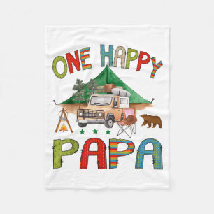 One Happy Papa Camper 1st Birthday Boy Camng Bear Fleece Blanket