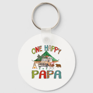 One Happy Papa Camper 1st Birthday Boy Camng Bear  Keychain