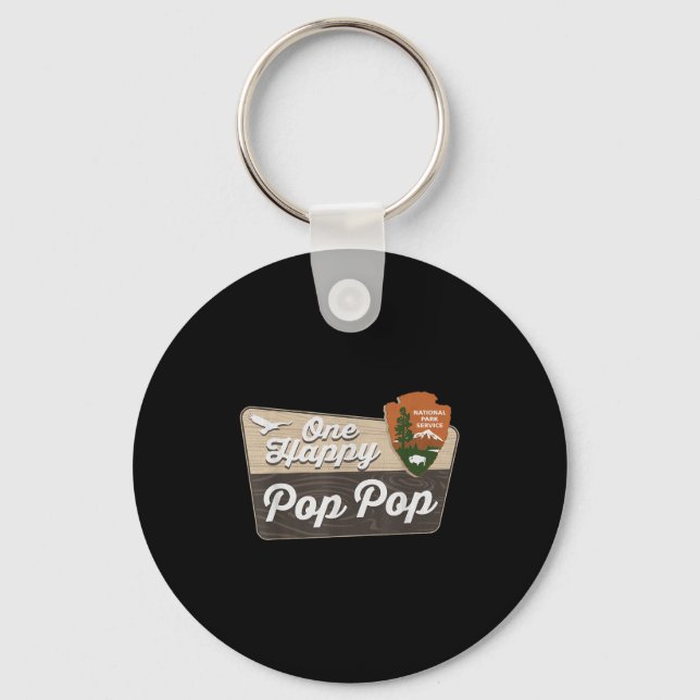 One Happy Pop Pop Camper Matching Birthday Decorat Keychain (Front)