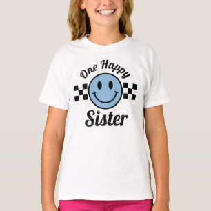 One Happy Sister Blue Smile Birthday Matching T-Shirt
