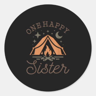 One happy sister camper 1st birthday camping classic round sticker
