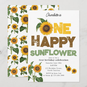One Happy Sunflower Invite 1st Summer Birthday