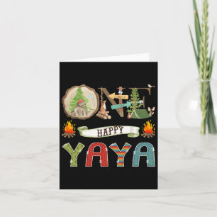 One Happy Yaya Camper 1st Birthday Camping Bear Card