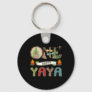 One Happy Yaya Camper 1st Birthday Camping Bear Keychain
