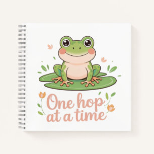 One Hop at a Time Frog on Lily Pad Notebook