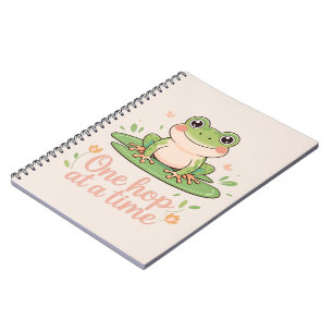 One Hop at a Time Frog on Lily Pad Notebook