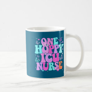 One Hoppy Icu Nurse Retro Groovy Happy Easter Bunn Coffee Mug