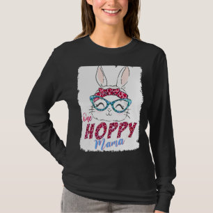 One Hoppy Mama Cute Bunny Leopard Glasses Headband T-Shirt