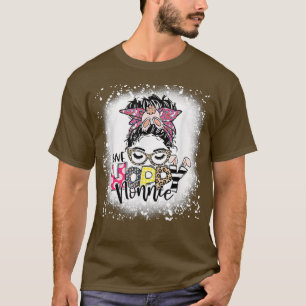 One Hoppy Nonnie Messy Bun Grandma Bunny Easter Bl T-Shirt