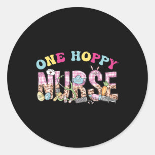 One Hoppy Nurse Leopard Fun Nurse Easter Day 2024 Classic Round Sticker