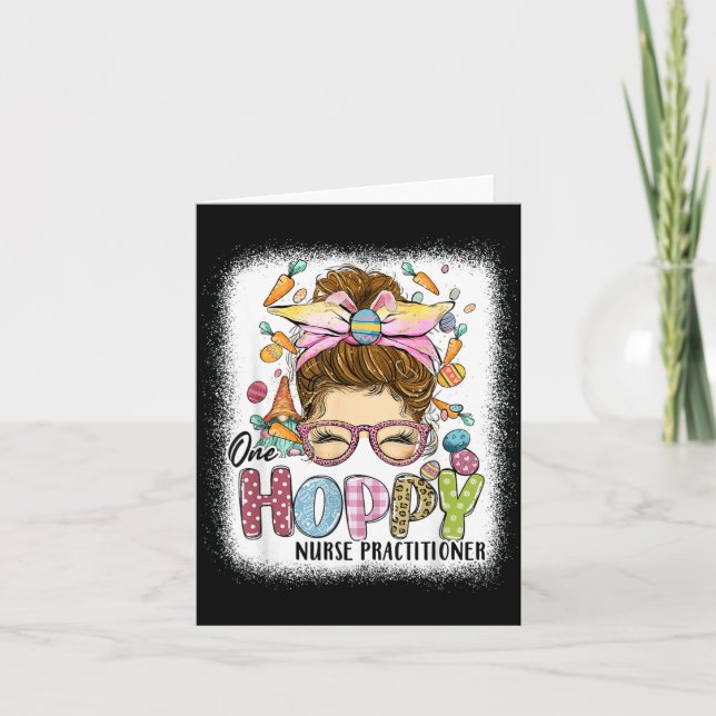 One Hoppy Nurse Practitioner Leopard Bunny Easter Card (Front)