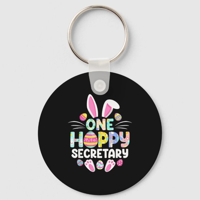 One Hoppy Secretary Funny Easter Day  Keychain (Front)