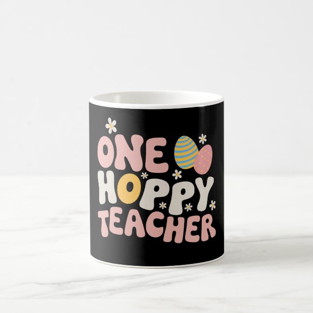 One Hoppy Teacher Easter Teaching Groovy Retro Coffee Mug (Center)