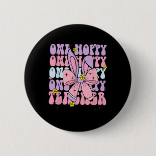 One Hoppy Teacher Retro Bunny Easter Teacher Appre 2 Inch Round Button