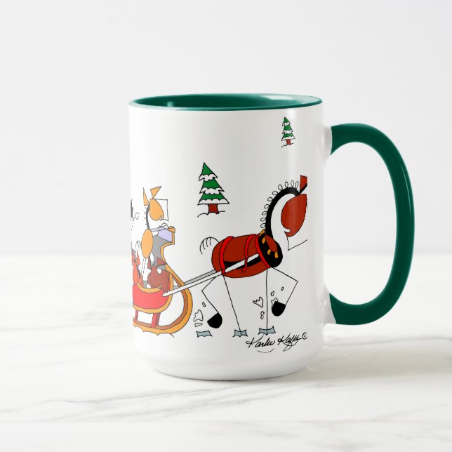 One Horse Open Sleigh Horse Cartoon Mug (Right)