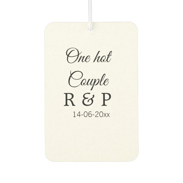 One hot add couple name initial letter text date air freshener (Front)