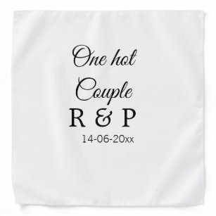 One hot add couple name initial letter text date bandana