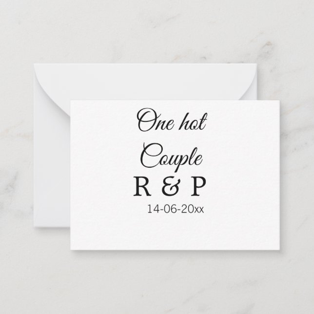One hot add couple name initial letter text date card (Front)