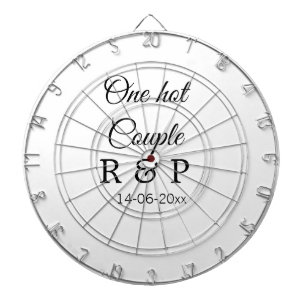 One hot add couple name initial letter text date dartboard