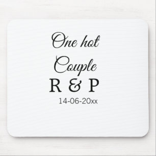 One hot add couple name initial letter text date mouse pad