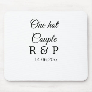 One hot add couple name initial letter text date mouse pad