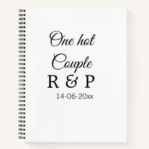 One hot add couple name initial letter text date notebook